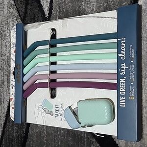 ELLO SILICONE STRAWS KEYCHAIN CARRY CASE CLEANING BRUSH